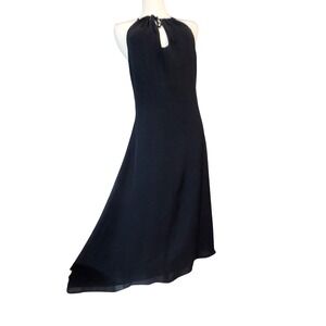J Crew Black Silk Halter Dress Cocktail Party Midi‎ Sleeveless Size 10